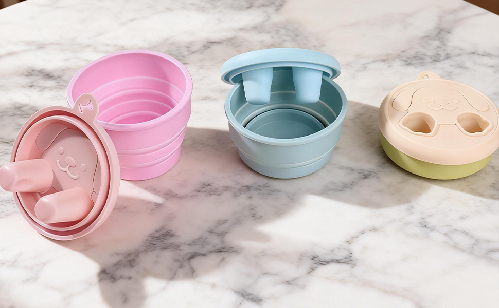 No-Mess Collapsible Food Storage Snack Cup with Lid - Keep Hands Clean, Reusable for Travel, Home