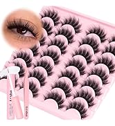 Losha Lashes Fluffy False Eyelashes 5D Volume Eye Lashes Kit with Lash Glue and Lash Tweezers 14 ...