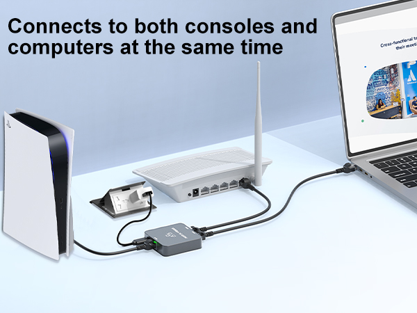 Ethernet Splitter 1 to 2 with Ethernet Cable