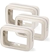 YOPCDJ 3PCS Clear Toiletry Bag,TSA Approved Travel Pouch with Zipper for Cosmetics and Toiletries...