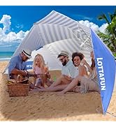 LOTTAFUN Beach Shelter Umbrella Premiere UPF 50+ Umbrella Shelter for Sun and Rain Protection for...