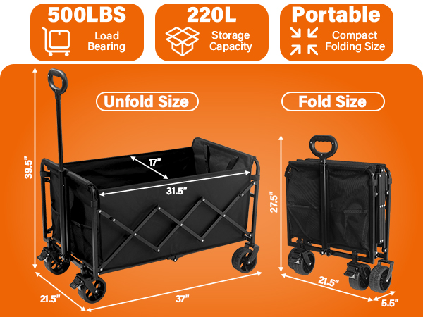 collapsible wagon,foldable wagon,outdoor wagon,family grocery wagon,easy storage&amp;amp;space saving wagon
