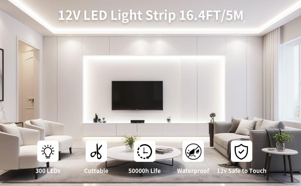LED Lights 12V LED Light Strip 16.4ft/5m Flexible