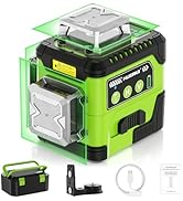 HUEPAR Laser Level 360 Self Leveling with LCD Screen, 3 x 360° High Brightness Rechargeable 3D La...