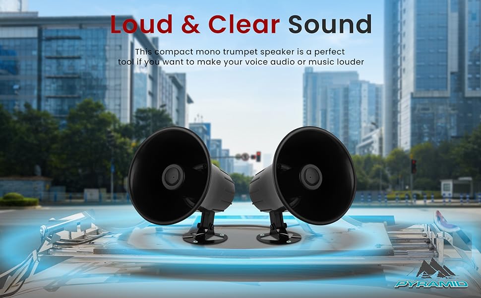 Pyle All-Weather Mono Trumpet Horn Speaker - 5” Portable PA Speaker with 8 Ohms;