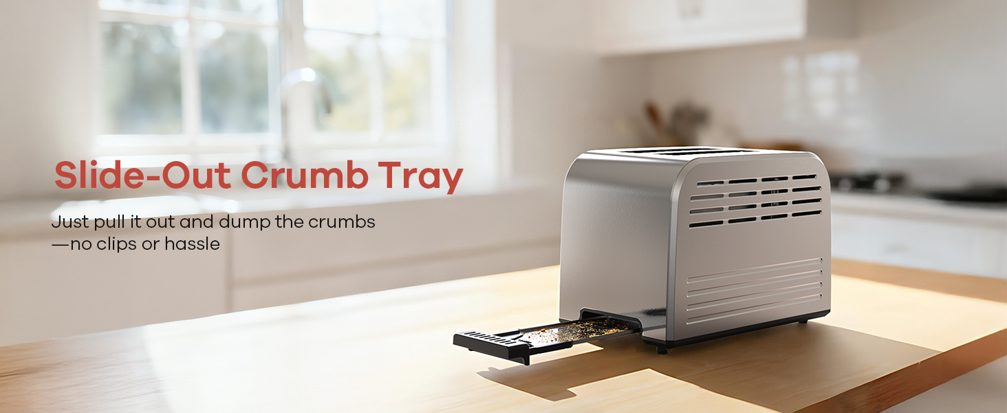 toaster easy clean removable crumb tray