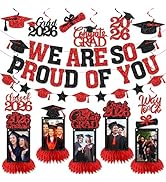 Graduation Decorations 2026 - Red Congrats Grad Party Supplies Include Glitter We are So Proud of...