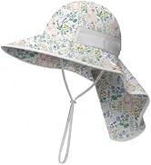 WINTOJO Toddler Sun Hat Kids Bucket Hat UPF 50+ Wide Brim Neck Flap - Adjustable Baby Beach Hat S...