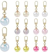 DICOSMETIC 14Pcs 7 Colors Zipper Pull Charm Bulk Alloy Acrylic Zipper Replacement Metal Zippers D...