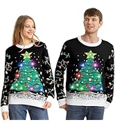FWV Ugly Christmas Sweater Women Men 2025,Light Up Christmas Sweater for Couples,Funny Reindeer X...