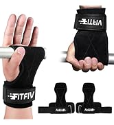 FITFIV Weight Lifting Wrist Strap, Double Leather Weightlifting Wrist Straps for Gym Strength Tra...
