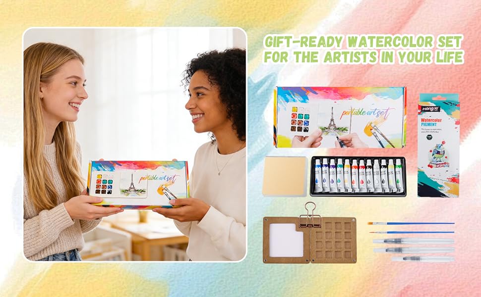 Gift-ready watercolor paint set for artists and students, ideal for daily creativity.