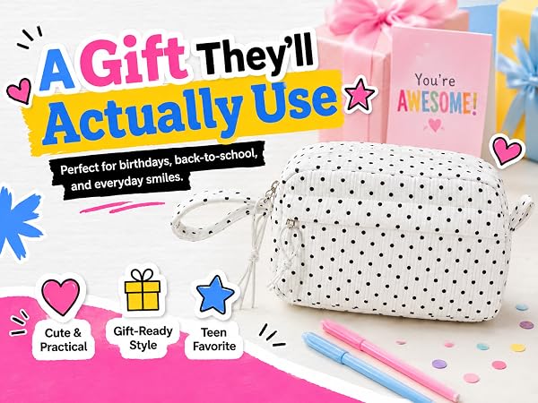 Big Capacity Pencil Case Pencil Pouch Cute Pencil Box Pencil Bag for Teen Girls Boys Black dots 