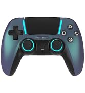 ASRVA Chrome Blue Wireless Pro Controller for PS5,4 Back Buttons,Hall Effect Joystick(No Drift),M...