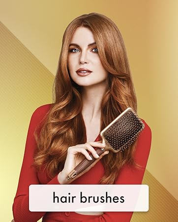 Image of woman holding hairbrush with text reading hair brushes.