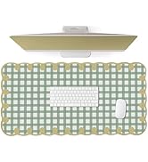 Cute Green Scalloped Desk Mat Checkered Large Mouse Pad Vintage Farmhouse-Inspired Rustic Cottage...