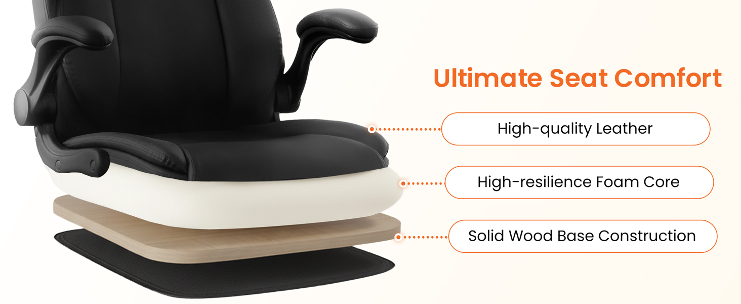 Wide and deep seat, supportive designed computer chair with thick padded cushion and foam seat.