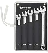 DURATECH Long Pattern Combination Wrench Set, SAE, 5-Piece, 1" to 1-1/4", 12 Point, CR-V Steel, w...