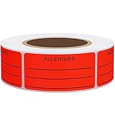 Hybsk Allergies Sticker Fluorescent Red Allergy Stickers/1"x2" Write on Label Total 500 Per Roll ...