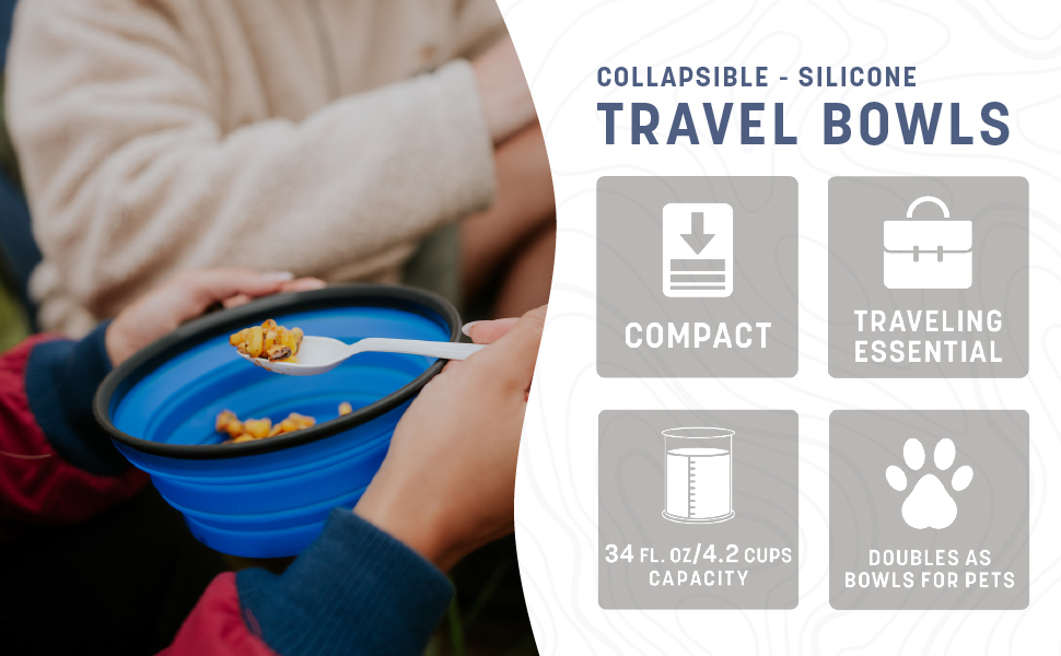 collapsible, travel bowl, dog bowl, compact, pet food, backpacking, hiking, camping, cooking, eating