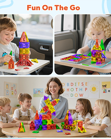 BAIJLE Diamond Pattern Magnetic Tiles Travel Set with Case
