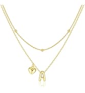 adoyi Early Christmas Gift Ideas for Women Hers Dainty 14K Gold Plated Heart Initial Necklaces La...