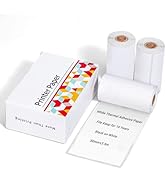 Ponek T02 Thermal Mini Sticker Printer Paper, White Self-Adhesive Paper, Black On White Paper for...