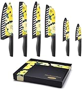 Marco Almond Knife Set Artistic Designed Pattern Kitchen Knife 6 Stainless Steel Kitchen Knives w...