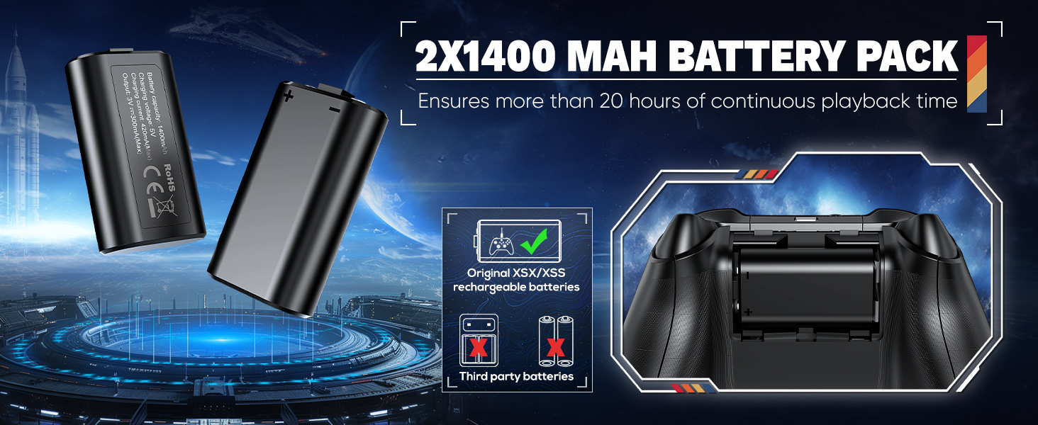 2 rechargeable batteries for Xbox Series X controller