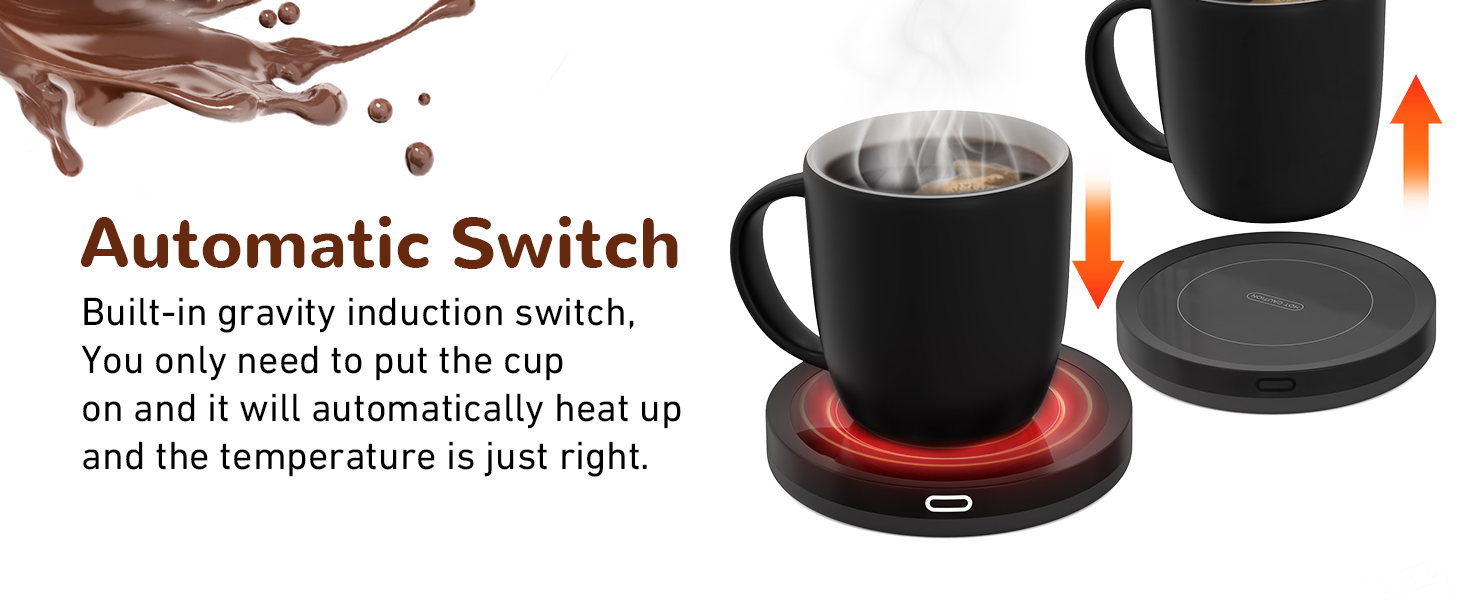 Smart Coffee Warmer, BESTINNKITS Auto OnOff Gravity-Induction Mug Warmer for Office Desk Use