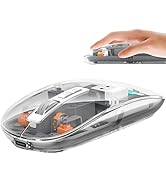 Wireless Mouse Bluetooth Tri-Mode Transparent Clear Slim LED Light Cool Ultralight Cordless Compa...