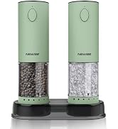 Newise Electric Salt and Pepper Grinder Set Rechargeable with LED Lights, Automatic Pepper &amp; Salt...