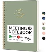 Taja Meeting Notebook for Work Organization - Work notebook with action items, Meeting Minutes Pl...