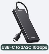 UGREEN USB C Hub, 10Gbps 4 in 1 USB 3.2 Adapter with 2 USB-C & A 3.2, 4 Ports Splitter Extender f...