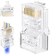 VCELINK Cat5e Connectors RJ45 Pass Through 100-Pack, Cat 5 rj45 connectors, EZ Cat5e Ends, Cat 5e...