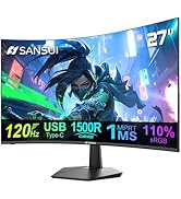 SANSUI Curved Monitor 27 inch 120Hz USB Type-C Computer Monitor with Speakers Built in?FHD 1080p?...