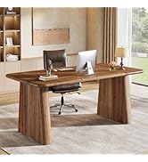 TRIBEWOOD 63-Inch Solid Wood Executive Desk, Large Office Computer Desk with Heavy Duty Legs, Sim...