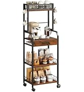 HavenlyYouth Coffee Bar Cart with Wheels and Storage, 5 -Tier Rolling Coffee Cart Station with Po...