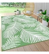 Pauwer Outdoor Rug 5'x8' Waterproof for Patios, Reversible Outdoor Plastic Straw Rug, Indoor Outd...