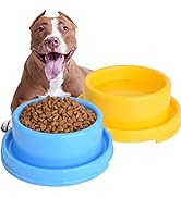 2pcs Dog Bowls Pet Cat Puppy Food Bowls Plastic Round No Spill Water Food Feeder Dish Colorful Fe...