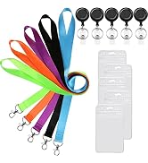 YOUOWO 5 Pack Lanyards Retractable with ID Badges Holder Badge reels Retractable Lanyard Vertical...