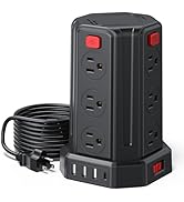 Power Strip Surge Protector, 10 Ft Extension Cord with 12 AC Multiple Outlets 4 USB (1 USB C), SM...