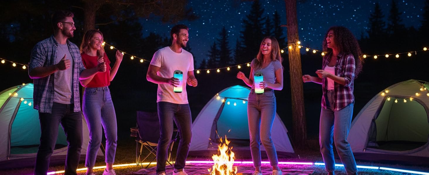 Portable speaker provide double volume and surround sound for larger venues to immerse the party.