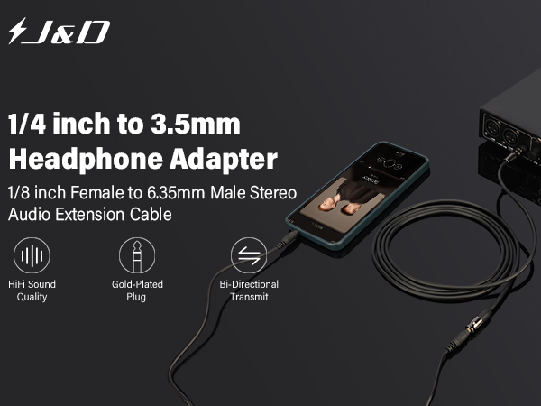 1/4 inch to 3.5mm audio cable,6.35mm Male to 3.5mm Female,1/8 inch Female TRS to 6.35mm Male