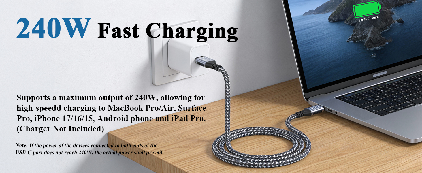 20ft usb c cable 240w