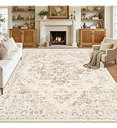 8x10 Area Rugs for Living Room: Vintage Boho Neutral Washable Rug Indoor Soft Large Area Rug Carp...
