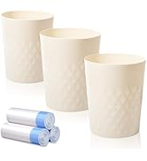 JiatuA 3 Pack Small Trash Can with Trash Bags Bathroom Garbage Bin Round Plastic Waste Basket for...