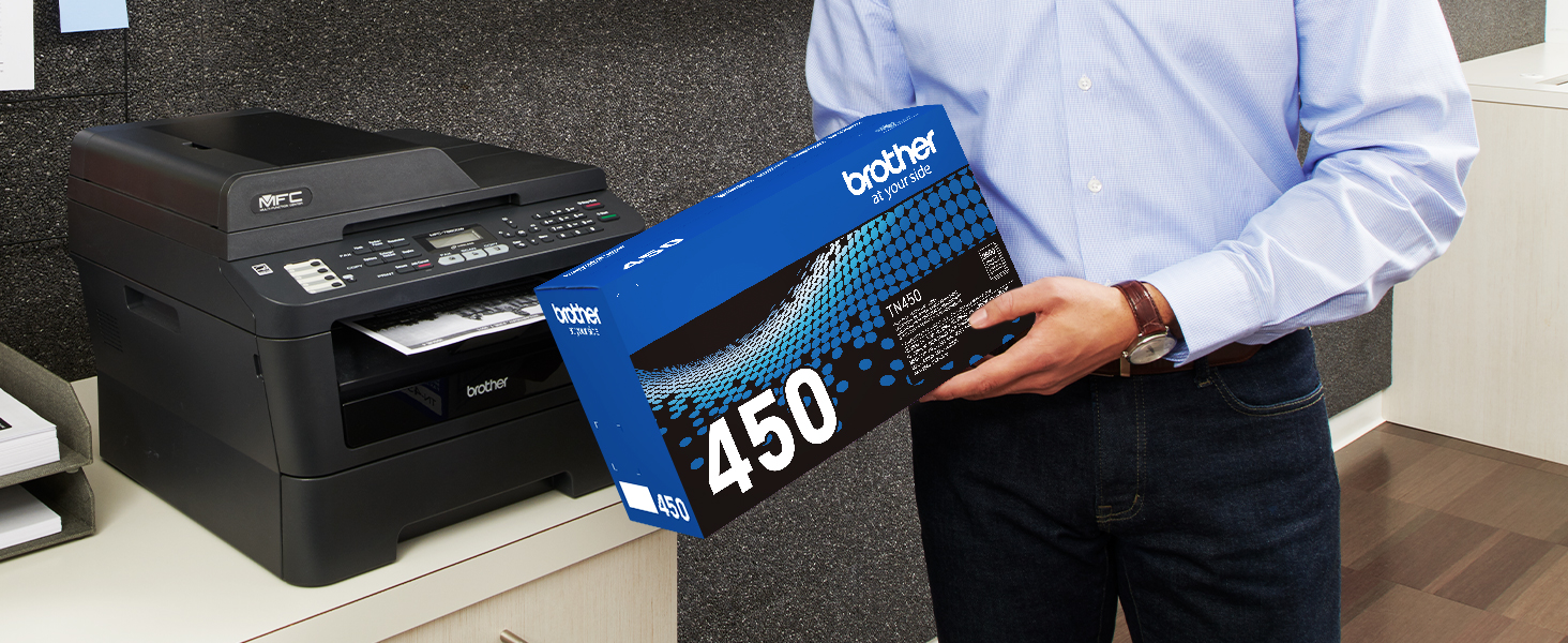 Man Holding TN450 Box
