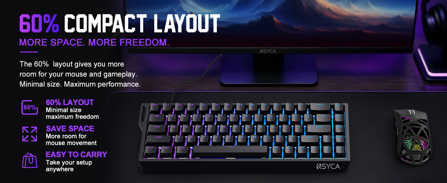 60% percent keyboard Hall Effect rapid trigger magnetic switches mechanical gaming keyboards