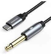 ZOOAUX USB C Guitar Cable,1/4 Inch TS Instrument Cord,USB C to 6.35mm Male Recording Jack Stereo ...